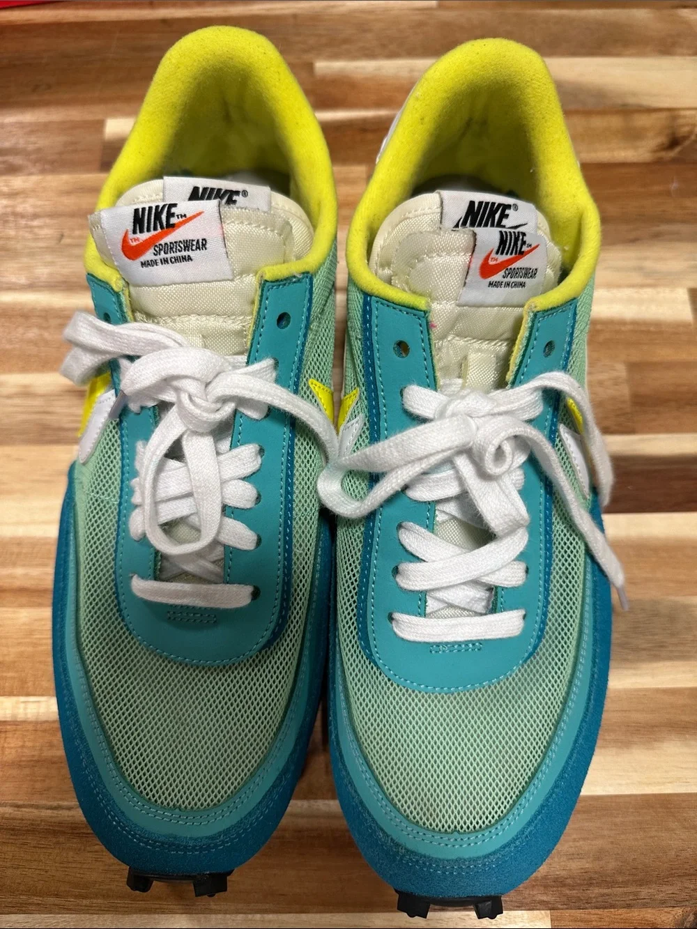 Nike Sacai Retro Runner in Teal, Aqua & Yellow   473
